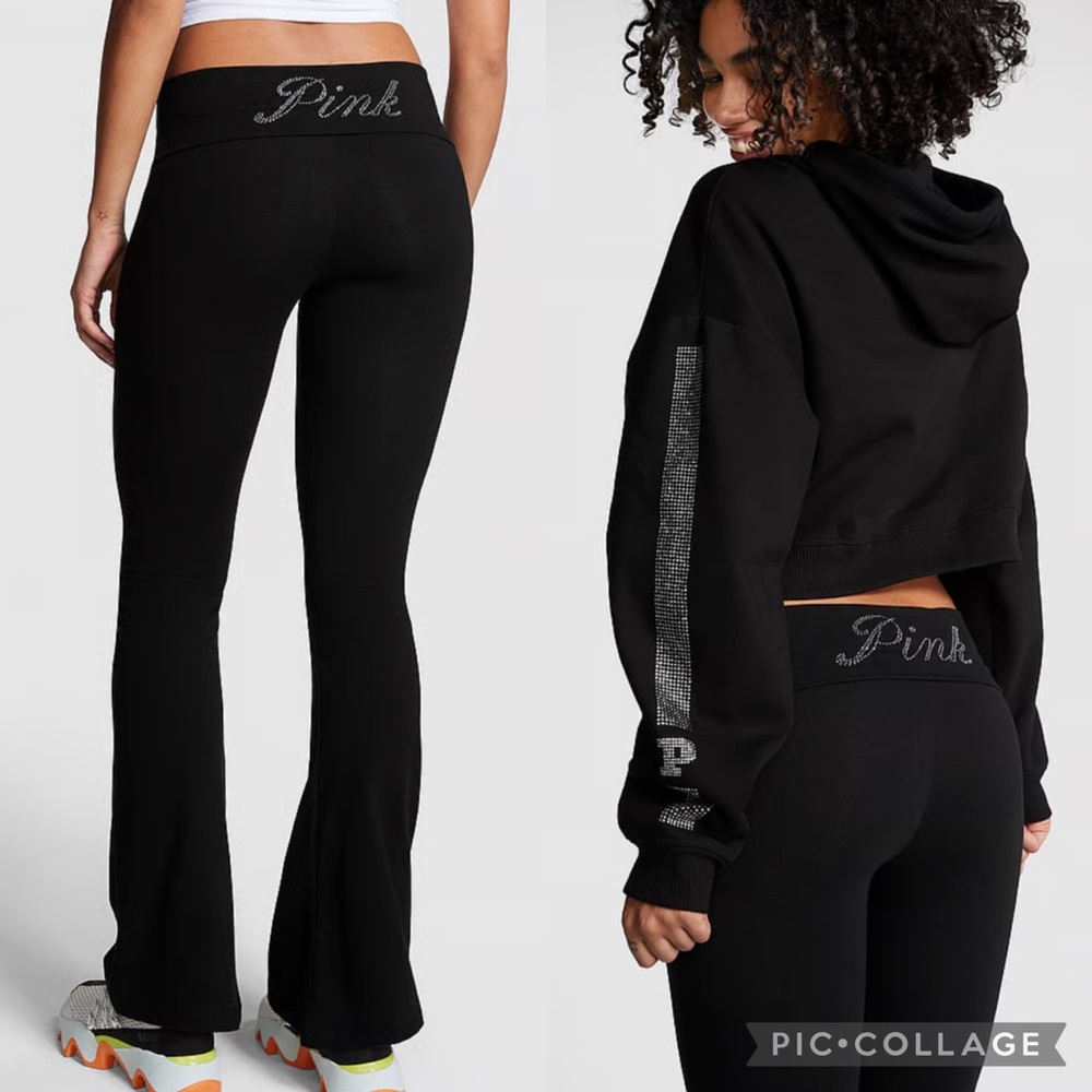 PINK Cotton Foldover Flare Leggings